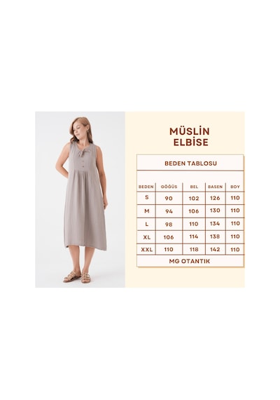 Mg Otantik Kadın Müslin Elbise %100 Pamuk Düğme Ve İp Detaylı Yazlık Günlük - Mg007 Vizon Mg Otantik Kadın Müslin Elbise %100 Pamuk Düğme Ve İp Detaylı Yazlık Günlük - Mg007 Vizon