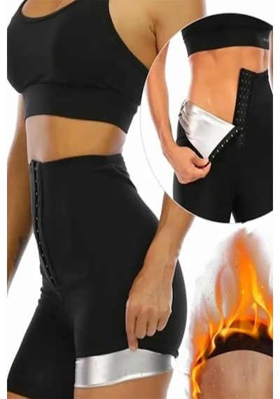 Enenstyle Fashıon Boutıque Termal Sauna Agraflı Şort Siyah