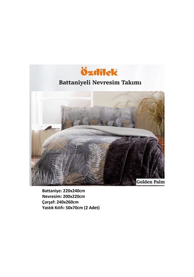 Özdilek Trendy Battaniyeli Çift Kişilik Nevresim Takımı-golden Pa Gri