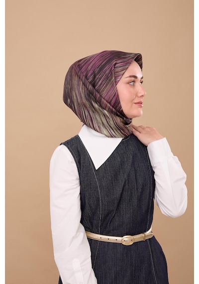 Silk Home Twill İpek Eşarp 11484-29 Mor, Yeşil, Menekşe, Koyu Yeşil