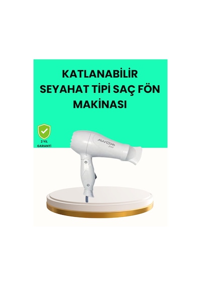 Katlanabilir Seyahat Tipi Saç Kurutma Makinesi Çift Kademeli Ayar