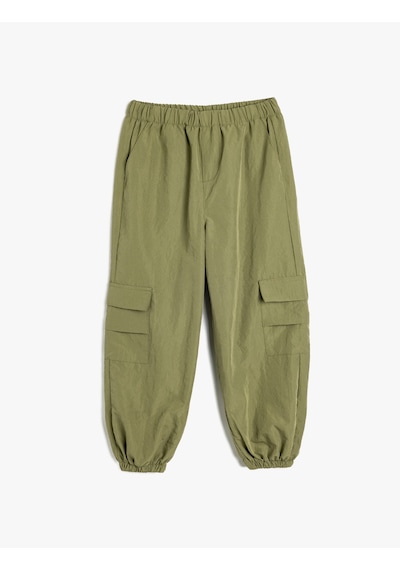 Koton Jogger Paraşüt Pantolon Cep Detaylı Beli Lastikli Haki 5wkg40054aw Haki
