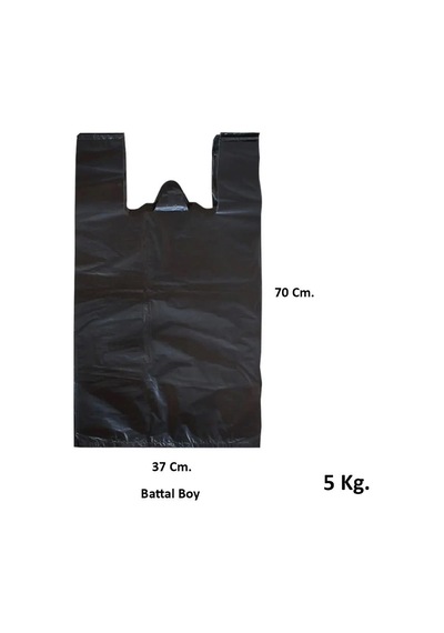 Siyah Dökme Market Poşeti Torbası - Hışır Atlet Poşet - Battal Boy - 37 X 70 Cm. - 5 Kg.