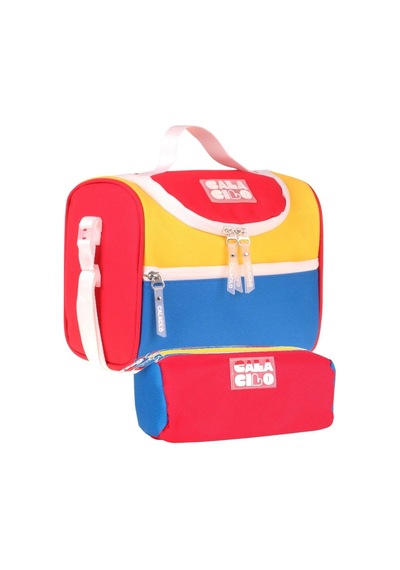 Calacilo Bull Kırmızı Sarı Renkli Erkek Çocuk Kırmızı - Sarı Renk Beslenme Çantası Ve Kalemlik Seti - Setcc-c4102 Çok Renkli