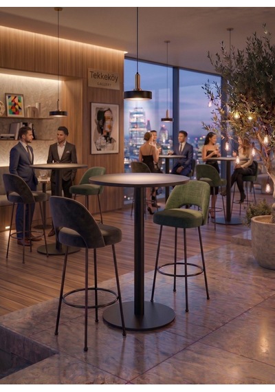 Matte Prime Füme Yuvarlak Kompakt Laminant 102cm Bistro Metal Masa - Cafe, Otel, Restoran Masası Matte Prime Füme Yuvarlak Kompakt Laminant 102cm Bistro Metal Masa - Cafe, Otel, Restoran Masası