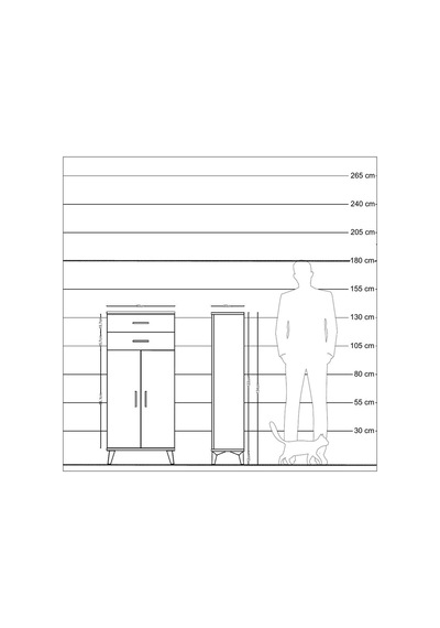 Arges Dolap 2 Raflı 2 Çekmeceli 2 Kapaklı 60x30x134 Çam-aytaşı Çam