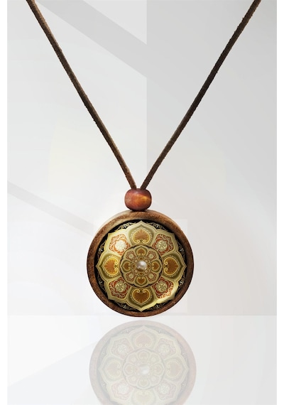 Mandala Ahşap Kolye N11.29027 Kahverengi