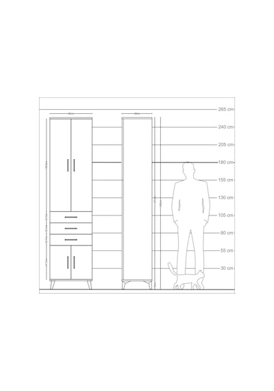 Arges Dolap 5 Raflı 3 Çekmeceli 4 Kapaklı 60x30x243 Antrasit-... Antrasit