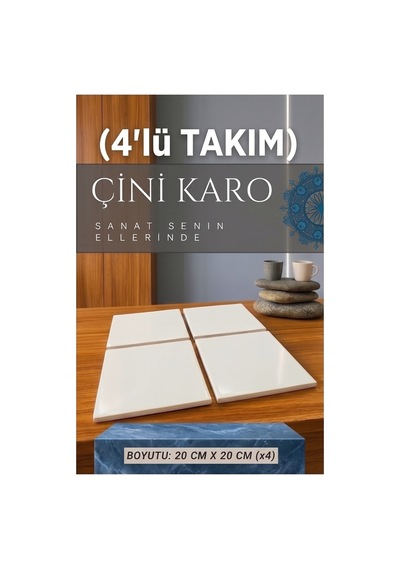 4'lü Set 20x20 Çini Karo Bisküvi