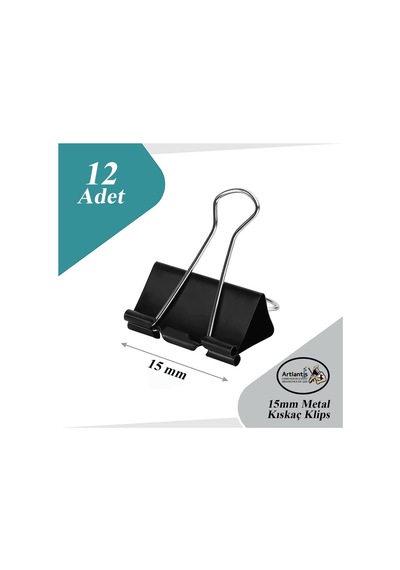 Çelik Kıskaç Klips 15 Mm 12 Adet 1 Paket Metal Mandal Binder Clips Kıska 30 Sayfa Kapasiteli Çok Amaçlı Kullanım