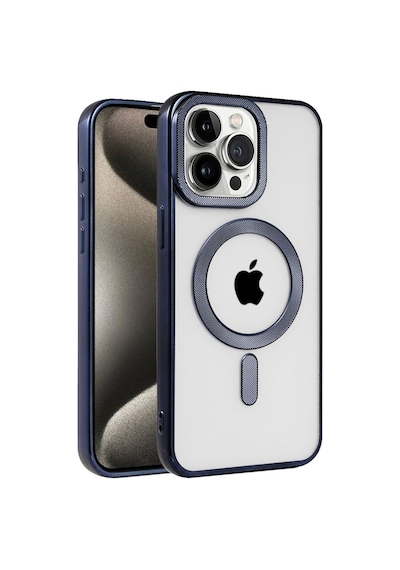 Apple iPhone Uyumlu 15 Pro Kılıf Kronos Magsafe Kapak - Lacivert Diğer