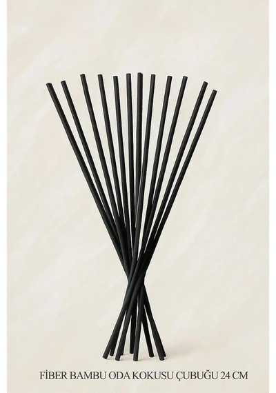 30 Adet Siyah Oda Kokusu Çubuğu Fiber Yumuşak Doğal Bambu Oda Kokusu Yedek Çubuk 24 Cm