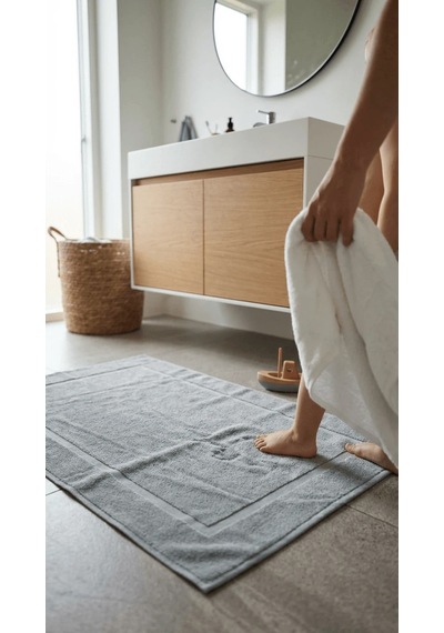 Lumiastudio %100 Pamuk Gri Çerçeve Banyo Paspas Seti 2li Set 50x70 Gri