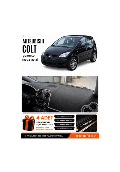 Mıtsubıshı Colt Çukurlu 2004-2013 Uyumlu Torpido Örtüsü, Torpido Kılıfı - Siyah Gri