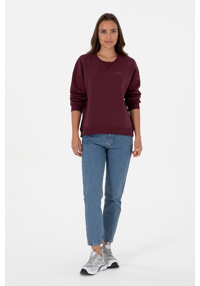 U.S. Polo Assn. Kadın Bordo Şardonlu Bisiklet Yaka Basic Sweatshırt 50313586-VR177
