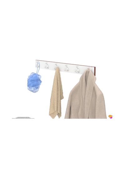 Modilayn Arı Serisi 86,4x9,6 Cm 18 Kancalı Banyo Askısı - 6'lı Set Ekstra Düzen Ve Yer Tasarrufu Beyaz