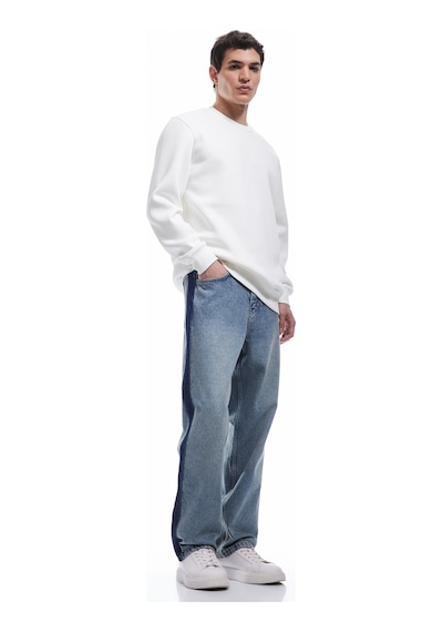 Koton Pamuklu Uzun Kollu Bisiklet Yaka Erkek Basic Sweatshirt Beyaz 6wam70017mk Beyaz