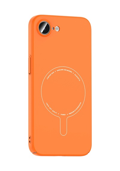 Maks Technology iPhone Uyumlu 16e Kılıf M-safe Şarj Özellikli Kamera Korumalı Mkst Elio Sert Pc Kapak - Turuncu