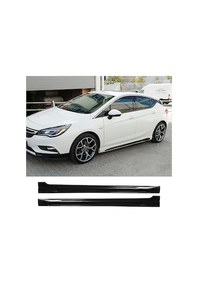 Opel Astra K Rieger Yan Marşpiyel Seti Plastik 2 Adet Mat Siyah 2015 2016 2017 2018 2019 2020 2021 Karlık+ek+bodykit