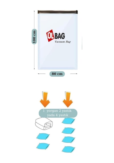 3 Adet Büyük Boy 80 Cm X 100 Cm Vakumlu Poşet - Vakumlu Hurç - Vakumlu Torba Şeffaf