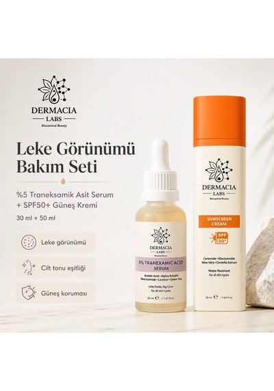 Leke Görünümü Bakım Seti %5 Traneksamik Asit Serum 30 Ml + Spf50+ Güneş Kremi 50 Ml
