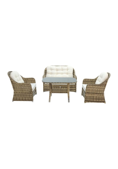 Radiance Rehome Rattan Bahçe Oturma Grubu 2+1+1+ Sehpa Açık Kahverengi