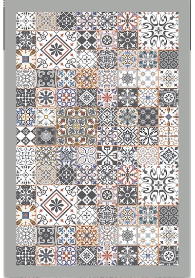 Gri Kaymaz Tabanlı Makinede Yıkanabilir Halı Kilim Yolluk
