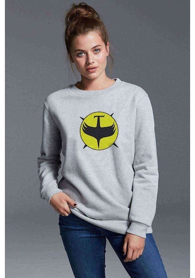 Zagor Patrick Wilding Baskılı Gri Kadın Sweatshirt