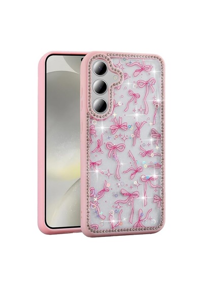 Spia Galaxy S24 Fe İle Uyumlu Kılıf Pembe Azya Taşlı Kapak Galaxy S24 Fe İle Uyumlu, Pembe 50 x 22