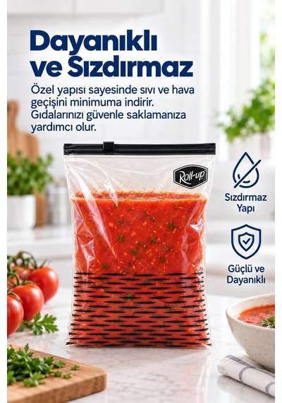 Roll-up Fermuarlı Şeffaf Buzdolabı Saklama Poşeti Torbası - 3 Lt. - 24x31 Cm. - 8 Adetlik 3 Paket 06883411