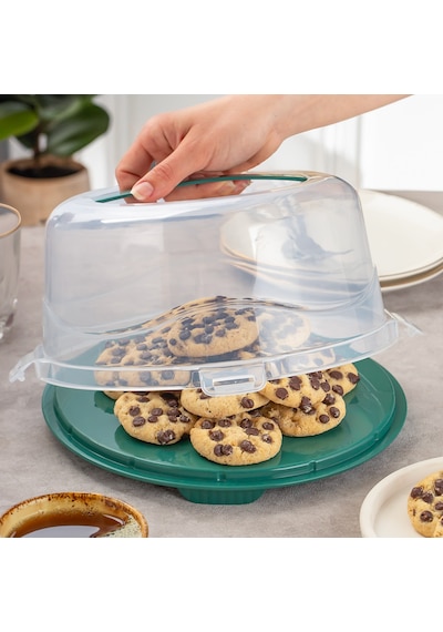 Porsima 1093 Yuvarlak Kek Pasta Fanusu Saklama Kabı 25 CM Yeşil