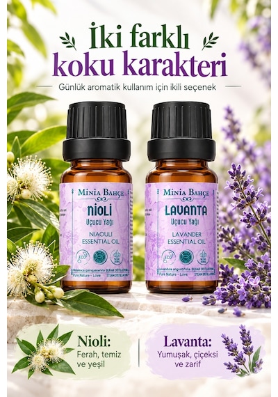 Minia Bahçe Bitki Ve Sanat Atölyesi Nioli Niaouli & Lavanta Uçucu Yağ Seti 2 x 10 ML