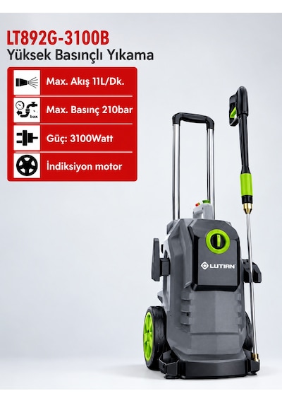 Lutian Lt892g-3100b 3100 W. 210 Bar Yüksek Basınçlı Yıkama Makinesi