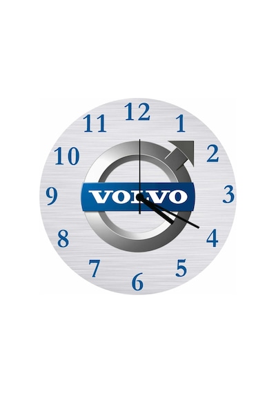 Volvo Araba Firma Logoso Çap 30cm Sessiz Akar Bombeli Gerçek Cam Duvar Saati Siyah