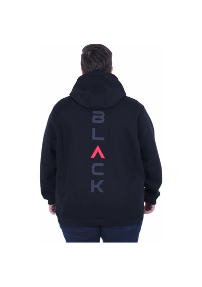 Moc Grande Mocgrande Büyük Beden Kapüşonlu Fermuarlı 3ip Sweat Black 25716 Sıyah Siyah