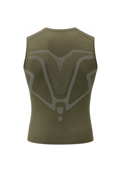 Ghassy Co. Erkek Fitness Hızlı Kuruma Nefes Alabilen Çapraz Daraltma Tipi Kolsuz Spor T-shirt Haki