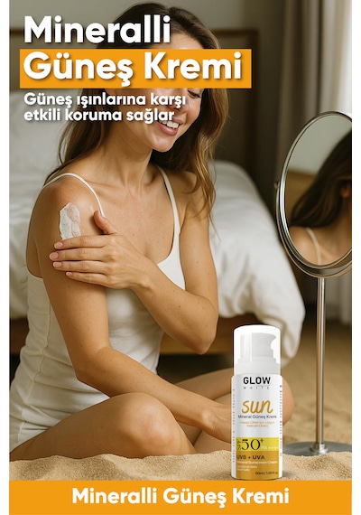 Glow White Hassas Ciltler için Mineral Güneş Kremi SPF50+ 50 ML