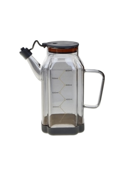 Füme Cam 800 Ml Yağdanlık Sürahi Akıtmaz & Kaymaz Silikon Tabanlı Yağlık Füme