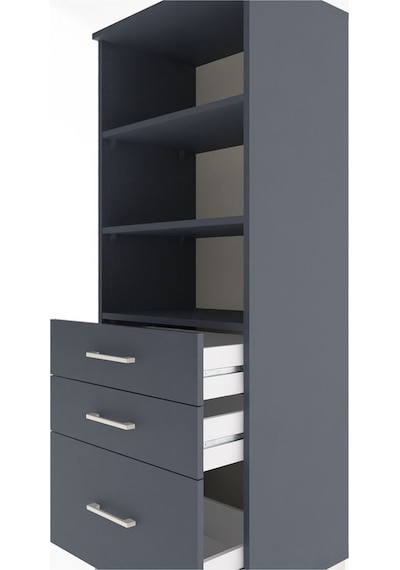 Hyperion Dolap 3 Raflı 3 Çekmeceli 60x44x163 Antrasit-antrasit Antrasit