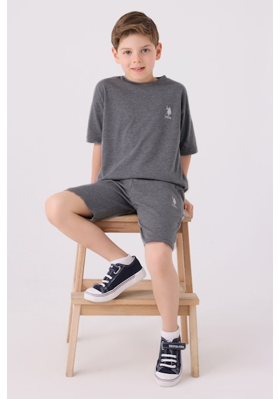 U.S. Polo Assn. Erkek Çocuk Antrasit Melanj Bermuda Takımı 5274-43665 Antrasit Melanj