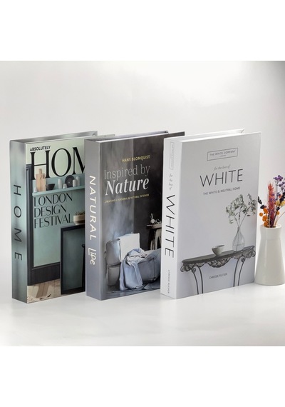 3 Lü Kitap Görünümlü Dekoratif Kutu Seti, İskandinav Tarz Modern Ev Dekorasyonu