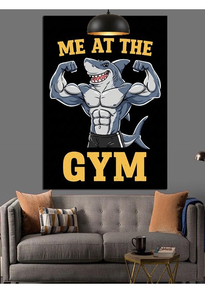 Siyah Beyaz Yazılı Spor Salonu Posteri "me At The Gym" Dekoratif Kanvas - Mdf Ahşap Tablo