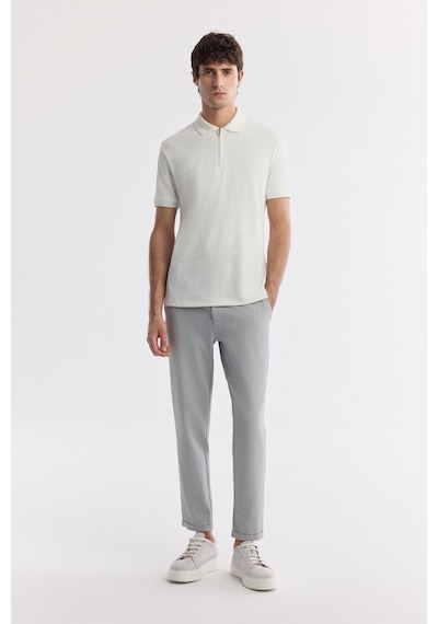Avva Erkek Beyaz Polo Yaka Jakarlı Elastan Regular Fit T-shirt A51y1059