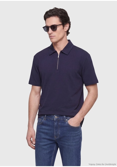 Ramsey Lacivert Düz T-shirt lacivert navy Blue