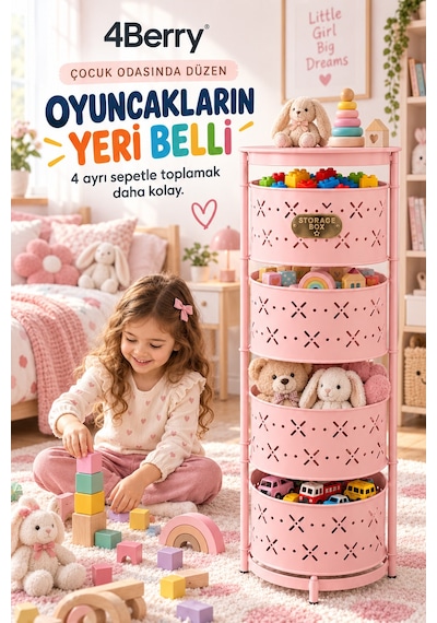 4 Katlı Metal Çok Amaçlı Oyuncak Dolabı Mutfak Sebzelik, Oyuncak, Banyo Ve Ev Organizeri Pembe 4 Katlı Metal Çok Amaçlı Oyuncak Dolabı Mutfak Sebzelik, Oyuncak, Banyo Ve Ev Organizeri Pembe