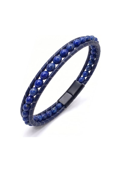 Premium 6mm Lapis Taşlı Deri Kordon Ve Çelik Bileklik 31832b2d6m14 Mavi