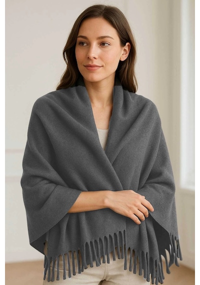 Softiva Polar Omuz Şalı 70x180 Cm Unisex Kışlık Şal Antrasit Gri Çok Renkli