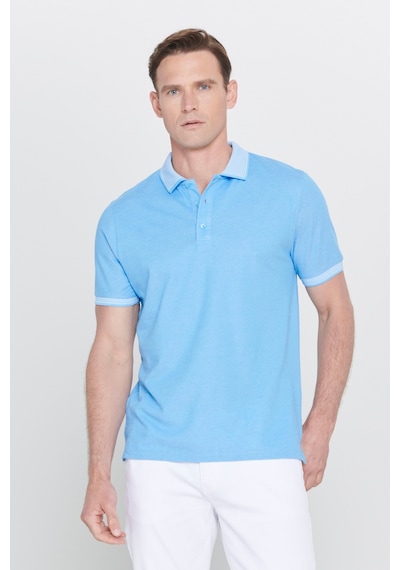 Ac&Co / Altınyıldız Classics 4A4820200047Mavm Düğmeli Polo Yaka Cepsiz Slim Fit Erkek Tişört Mavi