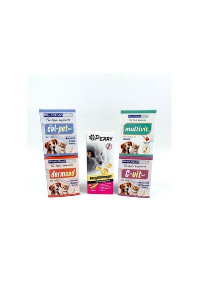 Pharmased Kediler İçin Vitamin Minarel Omega Destek Seti 5'Li 100 ML