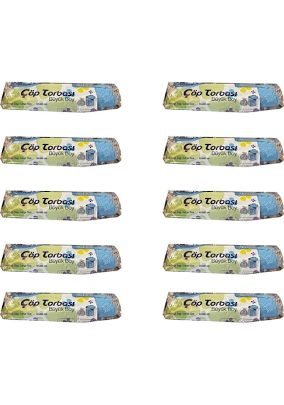 Canhome Büyük Boy Çöp Torbası Mavi 10 x 10'lu 65 x 80 CM